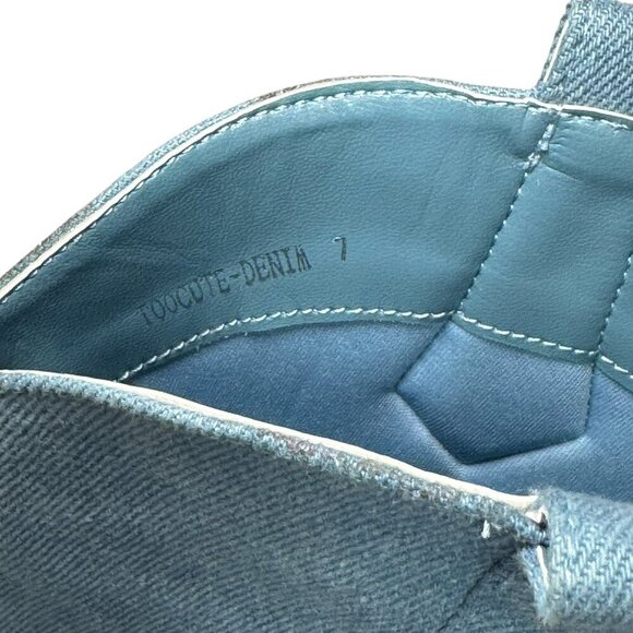 Azalea Wang TooCute Denim Rhinestone Fringed Mid Calf Cowboy Boots Size 7 NEW - Picture 10 of 12